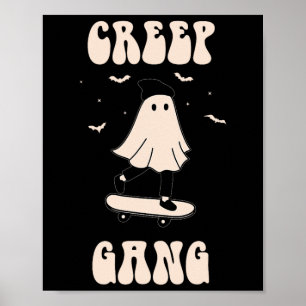 Affiche Gang Creep Fantôme Planche à Roulettes Drôle Hallo