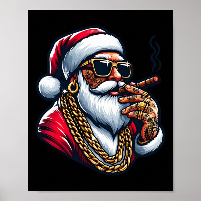 Affiche Gangsta Wrapper Funny Cool Santa Gangster Pajama C (Devant)
