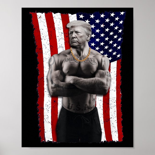 Affiche Gangster Pro Donald Trump Tattoo républicain Améri (Devant)