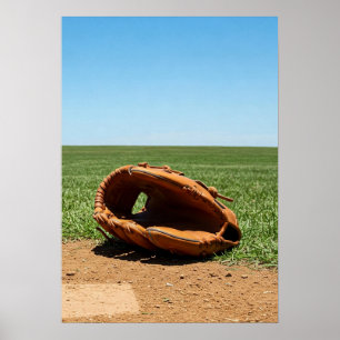 Affiche Gant de baseball classique sur la terre de l'infie
