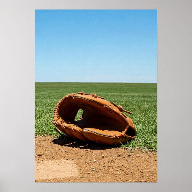Affiche Gant de baseball classique sur la terre de l'infie (Devant)