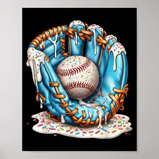 Affiche Gant de Baseball Crème Glacée qui Dégouline avec d (Devant)