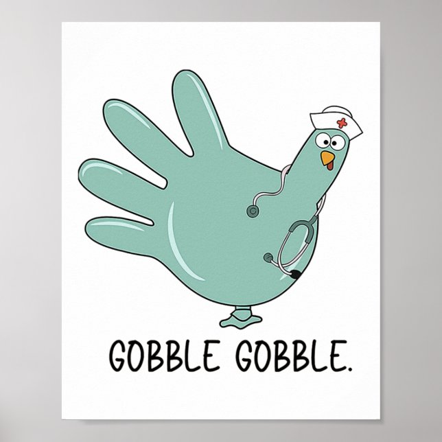 Affiche Gant de dinde de Thanksgiving glousser infirmière  (Devant)