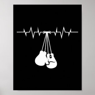 Affiche Gants Blanches En Boxe Accrochés Sur La Boxe Coeur