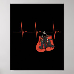 Affiche Gants de boxe à fréquence cardiaque Ekg Kickboxing