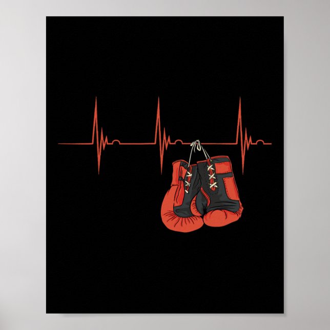 Affiche Gants de boxe à fréquence cardiaque Ekg Kickboxing (Devant)