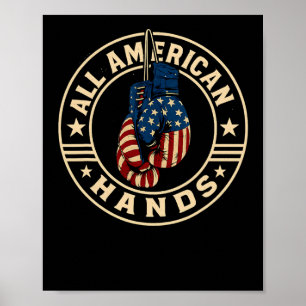 Affiche Gants de boxe All American Hands Patriotique Drape