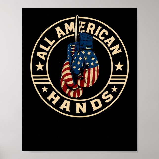 Affiche Gants de boxe All American Hands Patriotique Drape (Devant)