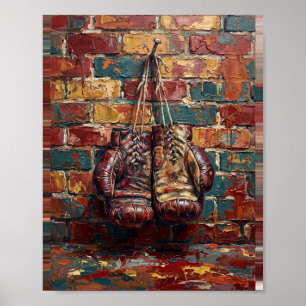Affiche Gants de Boxe Art Peinture Vintage