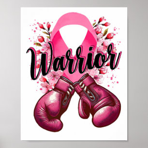 Affiche Gants de boxe de guerrier Pink Ribbon Cancer du se