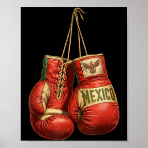 Affiche Gants de boxe de style vintage mexicain Aztec Maya