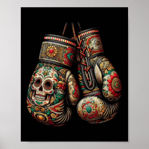Affiche Gants de boxe de style Vintage mexicain Aztec Maya
