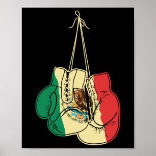 Affiche Gants de boxe drapeau mexicain Mexique Boxer Coach
