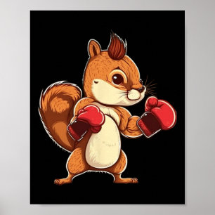 Affiche Gants de boxe Écureuil Boxeur Kickboxeur Kickboxin