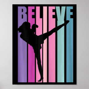 Affiche Gants de boxe féminins de kickboxing rétro pour fe