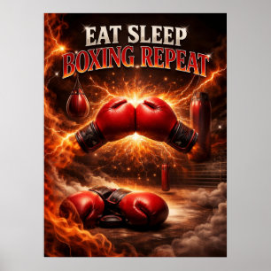 Affiche Gants de boxe feu fureur