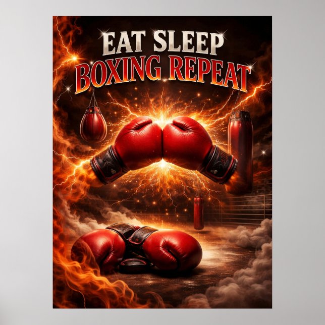 Affiche Gants de boxe feu fureur (Devant)