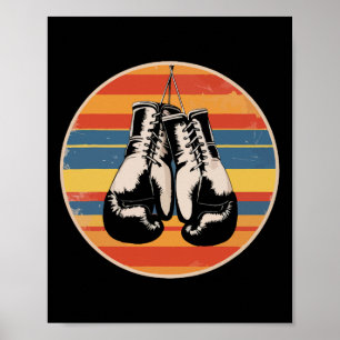 Affiche Gants de boxe Kickboxing Amateur de boxe Rétro Box