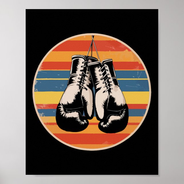 Affiche Gants de boxe Kickboxing Amateur de boxe Rétro Box (Devant)