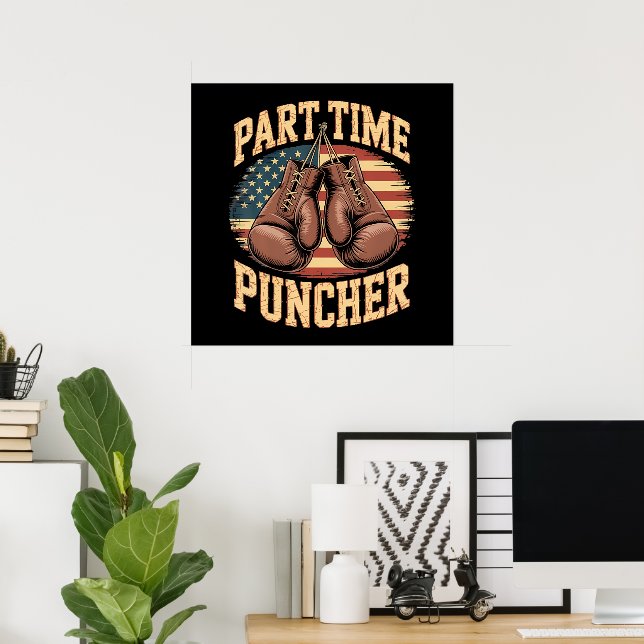 Affiche Gants de boxe Part Time Puncher (Bureau à domicile)