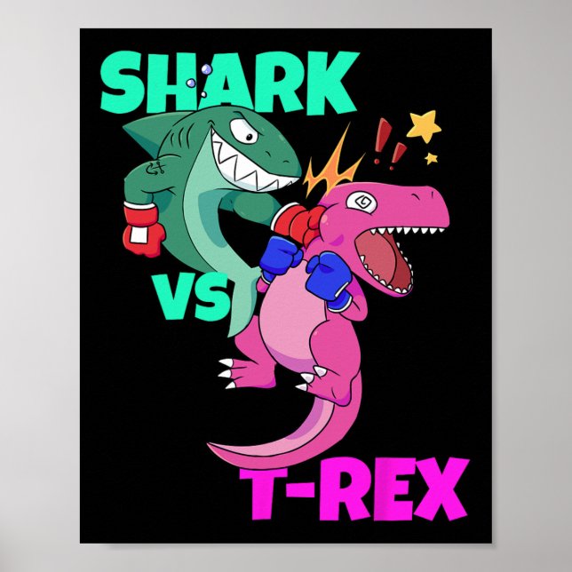 Affiche Gants de boxe Requin Vs Dinosaure T Rex pour enfan (Devant)
