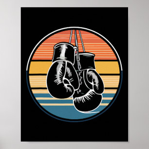 Affiche Gants de boxe rétro suspendus Boxe kickboxing Amou