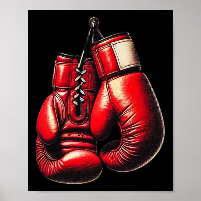 Affiche Gants de boxe Rouge Boxe Sport Boxeur Kickboxing  (Devant)