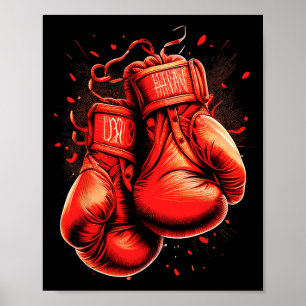 Affiche Gants de boxe rouge rétro Vintage Boxer