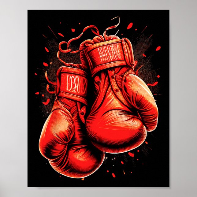 Affiche Gants de boxe rouge rétro Vintage Boxer (Devant)