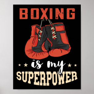 Affiche Gants de boxe superpuissance Boxeur Kickboxer Kick