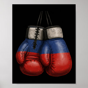 Affiche Gants Russe Vintage Style Boxe Avec Russie Fl