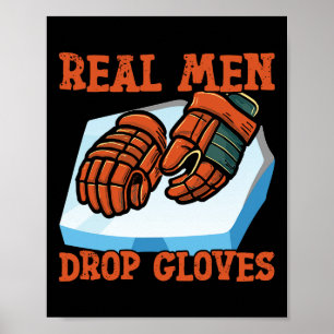 Affiche Gants vintage de hockey sur glace Les vrais hommes