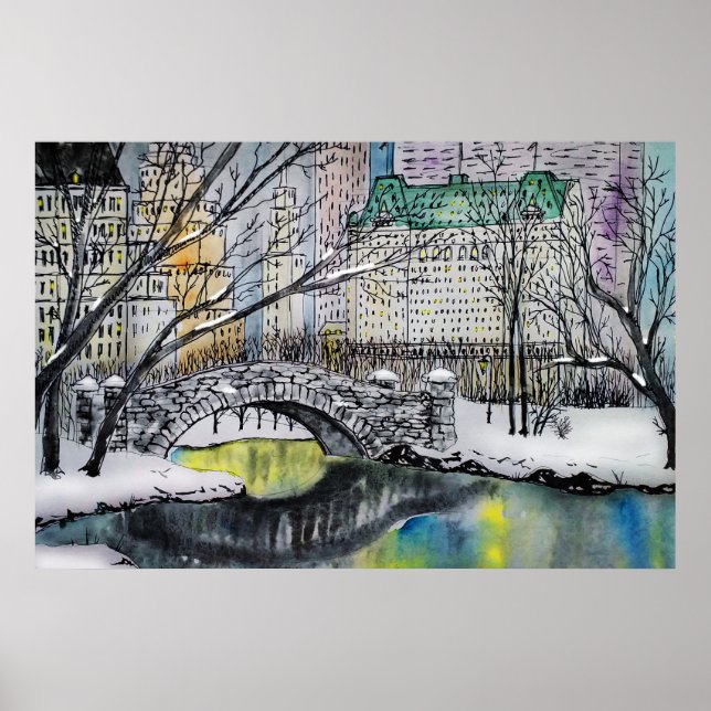 Affiche Gapstow Bridge, Central Park, New York (Devant)