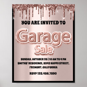 Affiche Garage Jardin Vente Rose Parties scintillant Roule