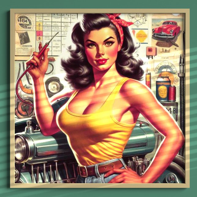 Affiche Garage Mécanique Pin-up (Créateur téléchargé)