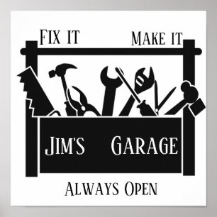 Affiche Garage personnalisé