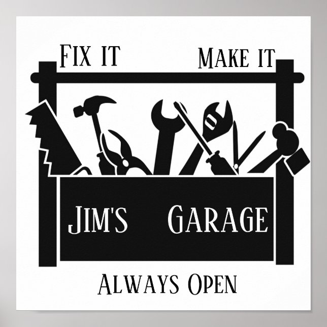 Affiche Garage personnalisé (Devant)