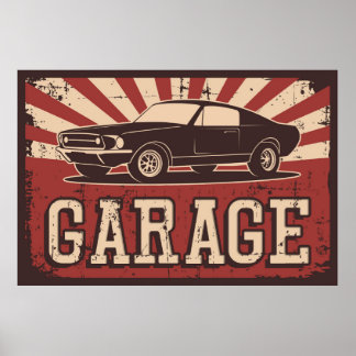 Affiche garage retro vintage
