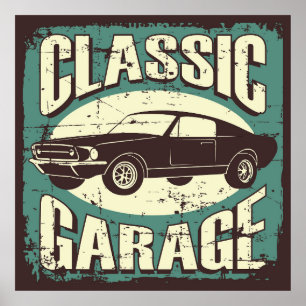 Affiche garage retro vintage