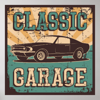 Affiche garage retro vintage