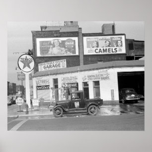 Affiche Garage & Station-service, 1940. Photo ancienne