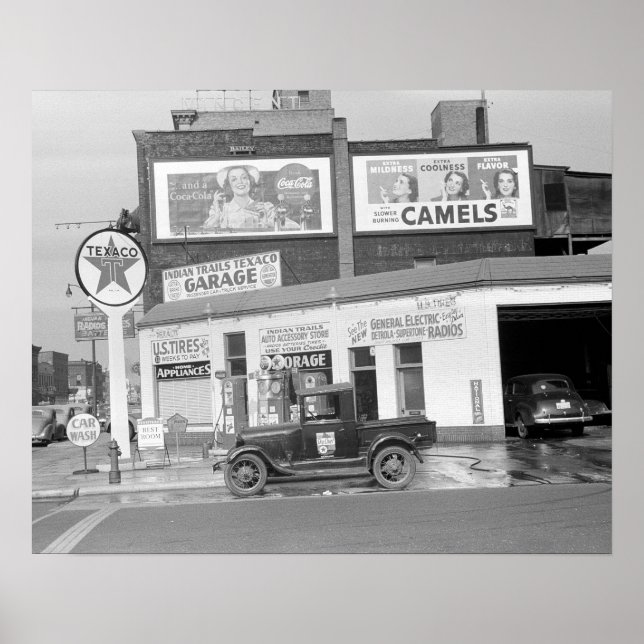 Affiche Garage & Station-service, 1940. Photo ancienne (Devant)