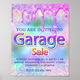 Affiche Garage Vente Parties scintillant Drives Holographi