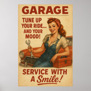 Affiche Garage vintage Girl Art