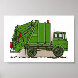 Affiche Garbage Truck Green