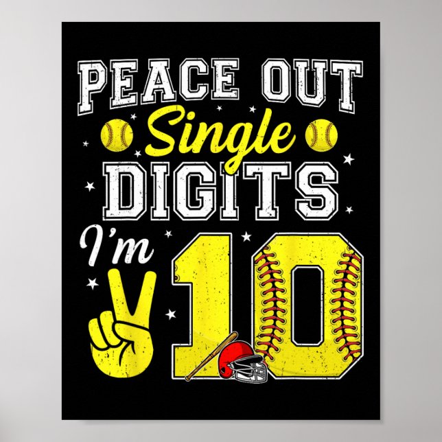 Affiche Garçon 10 ans Softll Peace Out Chiffres simples 1 (Devant)