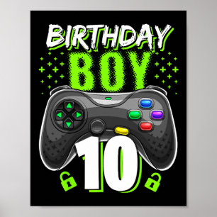 Affiche Garçon 10 Manette de jeu vidéo Joueur 10ème Annive