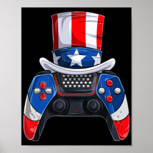 Affiche Garçon 4 Juillet Tee US American Flag Video Gam