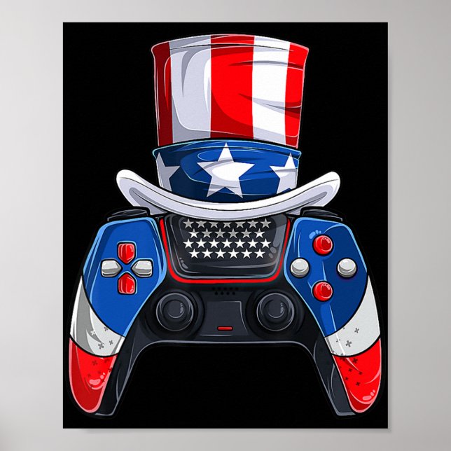 Affiche Garçon 4 Juillet Tee US American Flag Video Gam (Devant)