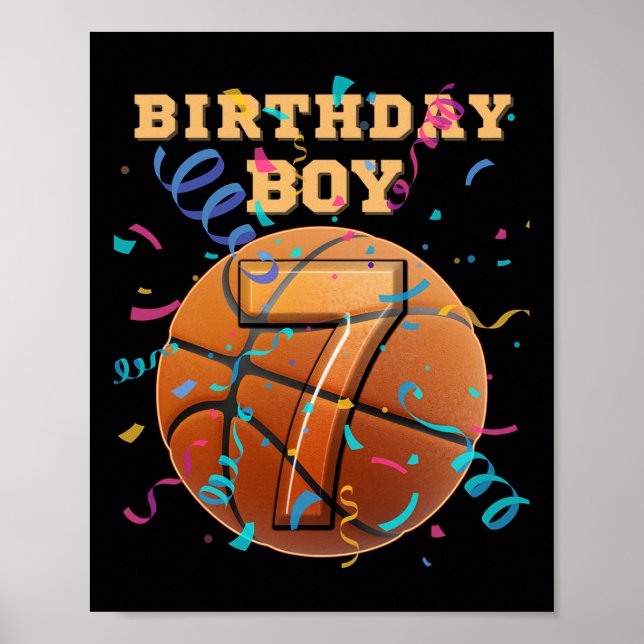 Affiche Garçon 7 ans Anniversaire Sept 7 Ans Joueurs de Sk (Devant)